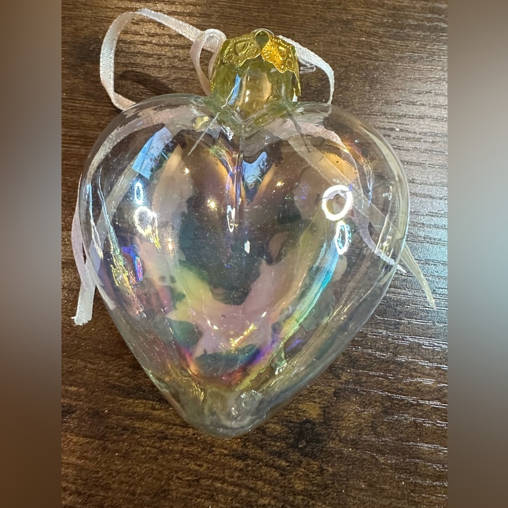 Victorian Christmas Ornament Set of 3 Hand Blown Clear Glass Roses Ribbons​​​ - Picture 6 of 11